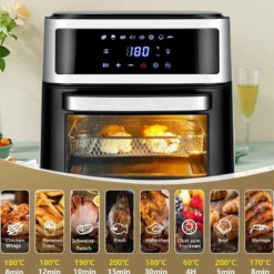13 L Ofen 8 in 1 Luftfritteuse mit Touchscreen 31 x 34,5 x35 cm Schwarz