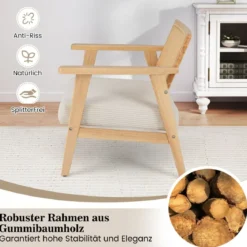 Loungesessel mit Rattan-Rückenlehne Esszimmerstuhl mit gepolsterter Sitzfläche gepolsterter Lesesessel