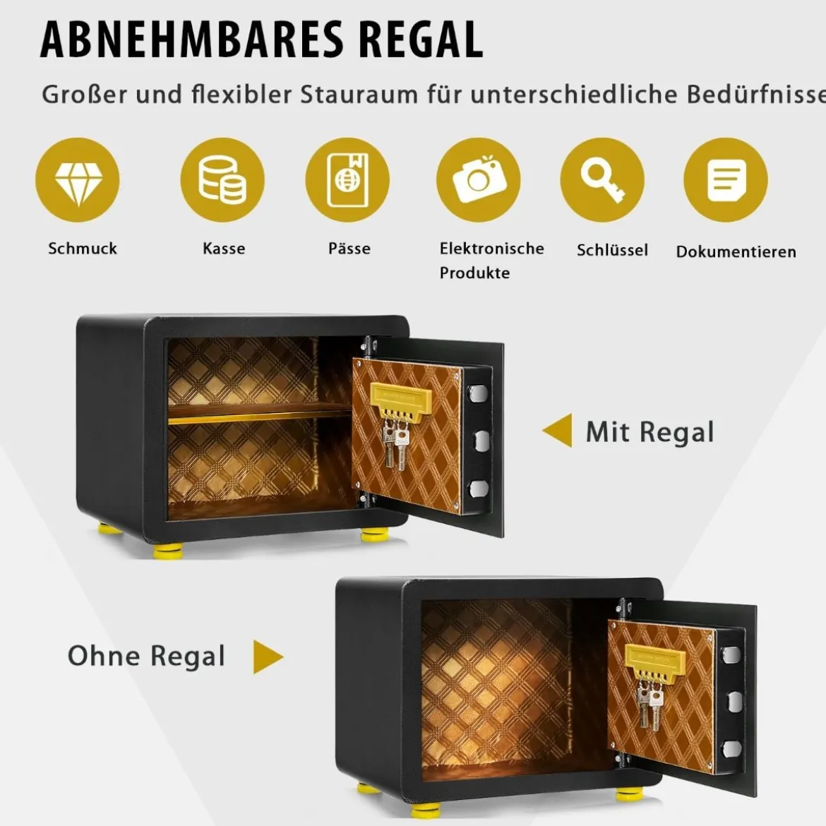 31,5L Safe Tresor Elektronischer Tresorschrank mit Digitaler Tastatur und Schlüssel 40 x 30 x 31 cm Schwarz