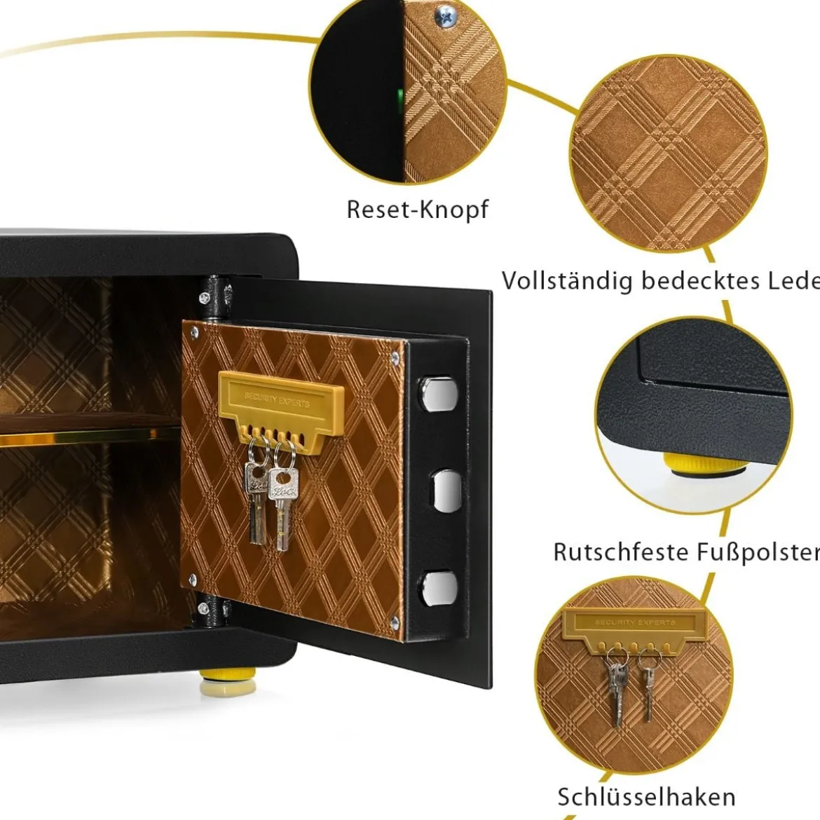 31,5L Safe Tresor Elektronischer Tresorschrank mit Digitaler Tastatur und Schlüssel 40 x 30 x 31 cm Schwarz