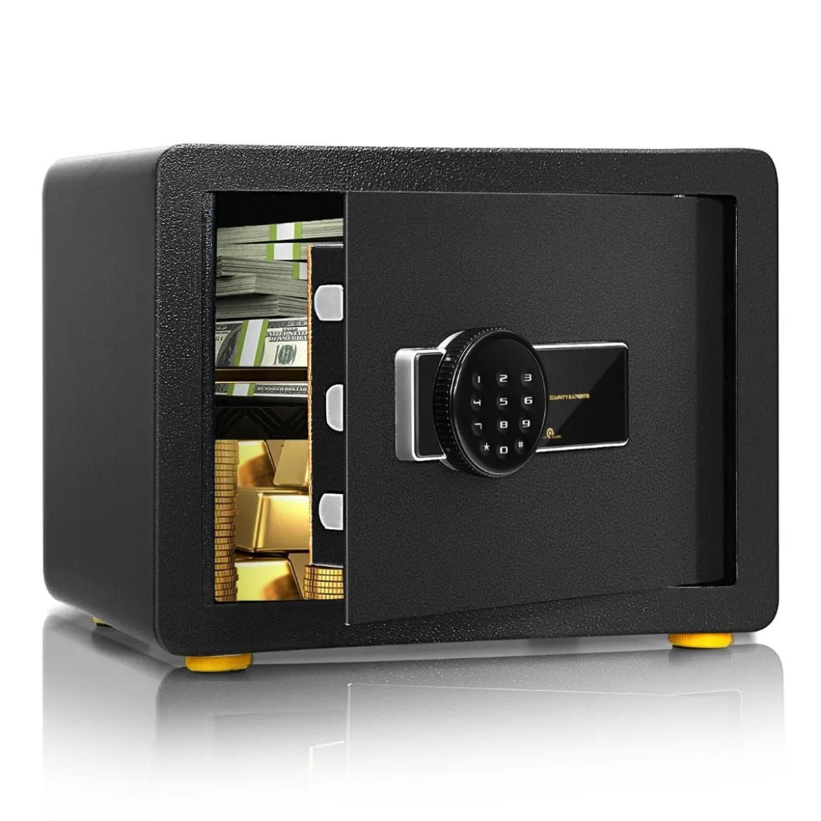 31,5L Safe Tresor Elektronischer Tresorschrank mit Digitaler Tastatur und Schlüssel 40 x 30 x 31 cm Schwarz