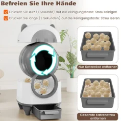 80L Selbstreinigende Katzentoilette mit App-Steuerung & Geruchskontrolle & 10 Sensorsicherheit & Müllbeutel