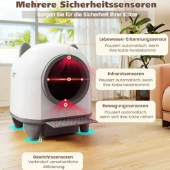 80L Selbstreinigende Katzentoilette mit App-Steuerung & Geruchskontrolle & 10 Sensorsicherheit & Müllbeutel
