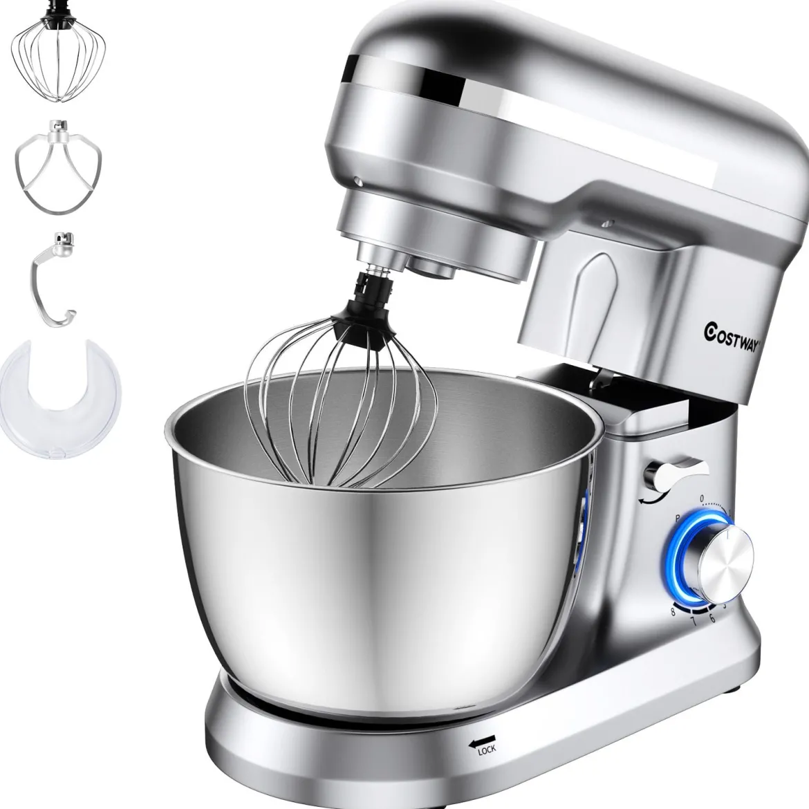 4,5 L Standmixer mit kippbarem Kopf multifunktionaler elektrischer Küchenmixer 34 x 18,5 x 32 cm Silber