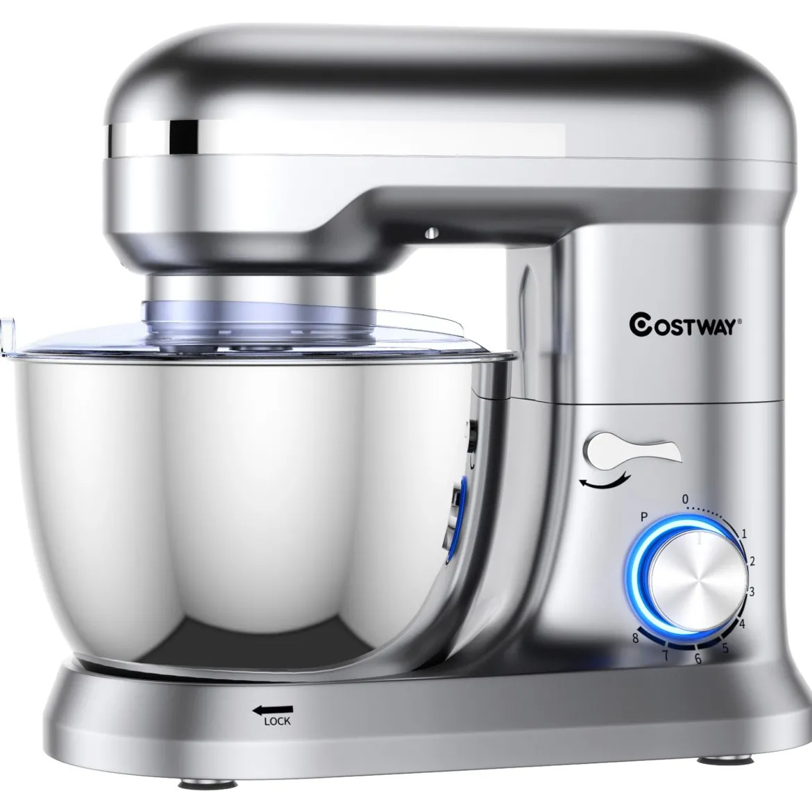 4,5 L Standmixer mit kippbarem Kopf multifunktionaler elektrischer Küchenmixer 34 x 18,5 x 32 cm Silber