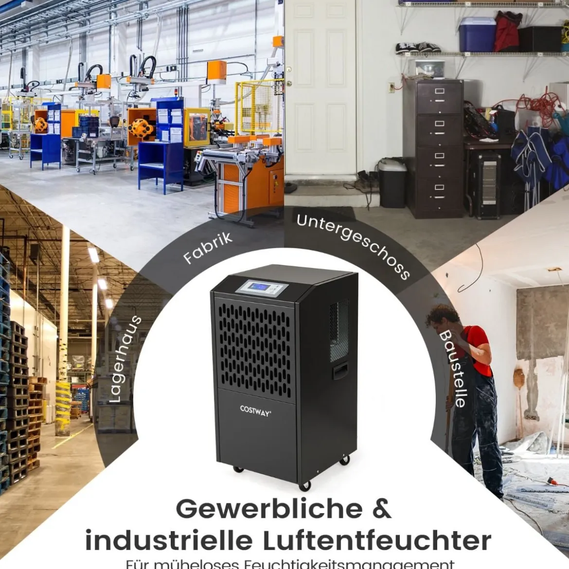118 L/Tag Bautrockner mit Ablaufschlauch & 24H Timer & 4 Rädern Kommerzieller Luftentfeuchter