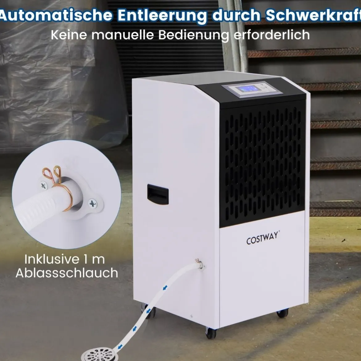 118 L/Tag Bautrockner mit Ablaufschlauch & 24H Timer & 4 Rädern Kommerzieller Luftentfeuchter