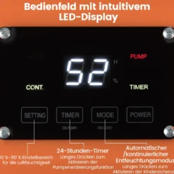 66 L/Tag Elektrischer Luftentfeuchter mit Ablaufschlauch & Pumpe Industrieller Bautrockner Orange