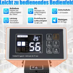 73 L/Tag Kommerzieller Luftentfeuchter Industrieller Bautrockner mit Ablaufschlauch & 24H Timer Weiß