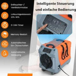 85 L/Tag Luftentfeuchter Bautrockner mit Pumpe & Ablaufschlauch Industrie Trocknungsgerät mit 24H Timer