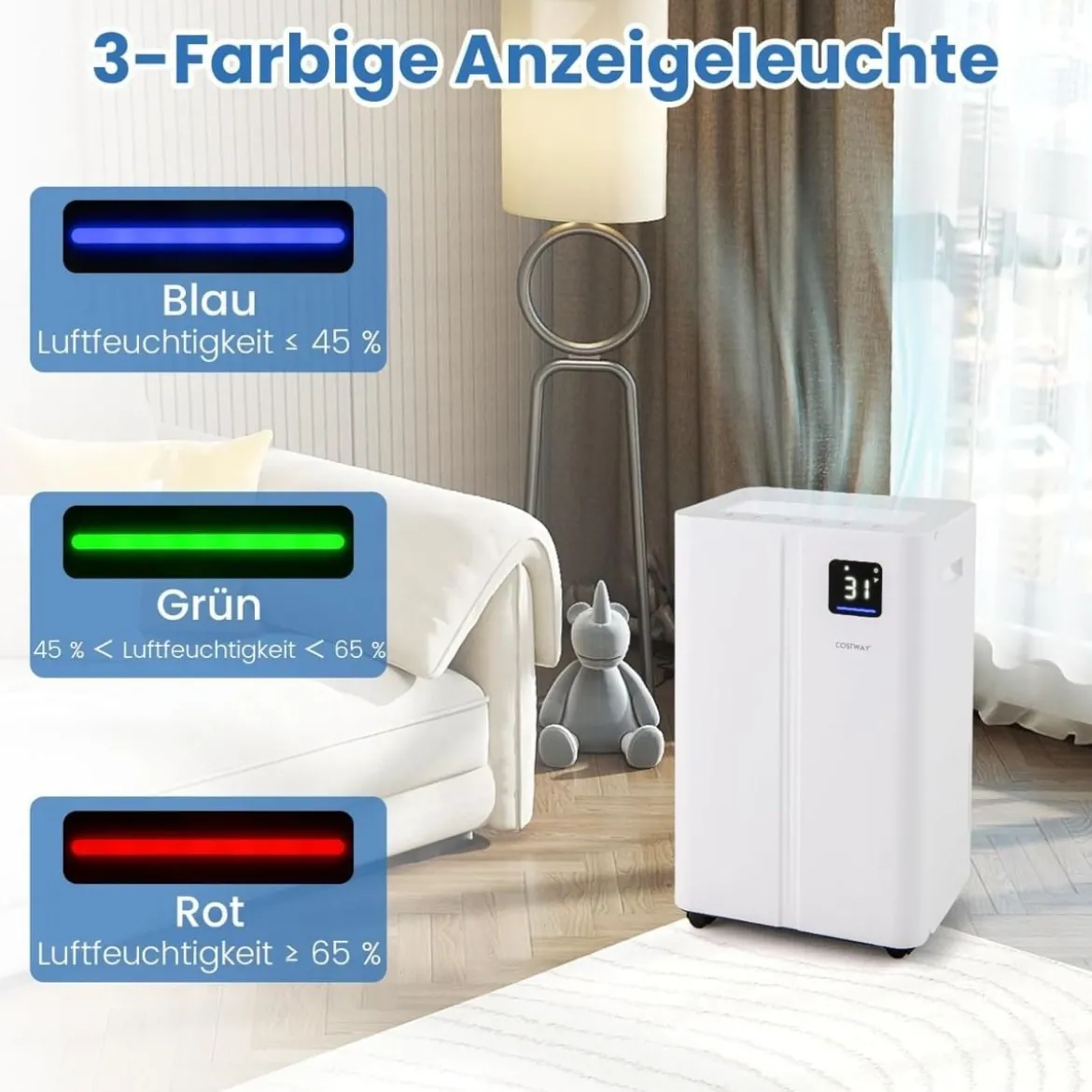 25,5 L/Tag Luftentfeuchter Elektrischer Entfeuchter Raumentfeuchter Entfeuchtungsgerät für 25㎡ Räume
