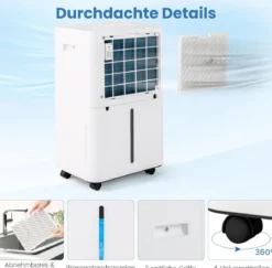 25,5 L/Tag Luftentfeuchter Elektrischer Entfeuchter Raumentfeuchter Entfeuchtungsgerät für 25㎡ Räume