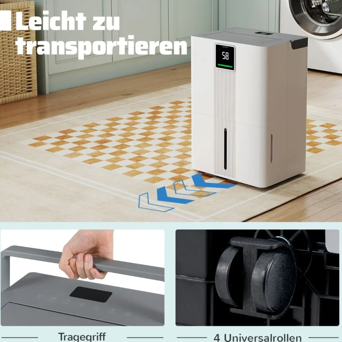 35 L/Tag Luftentfeuchter für Zuhause Energiesparender Luftentfeuchter mit 3 Modi Weiß