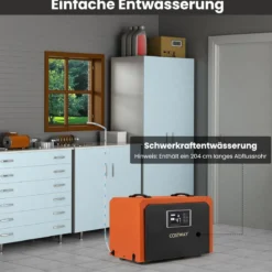 60 L/Tag Luftentfeuchter mit Ablaufschlauch & 24H Timer Bautrockner Industrie Trocknungsgerät