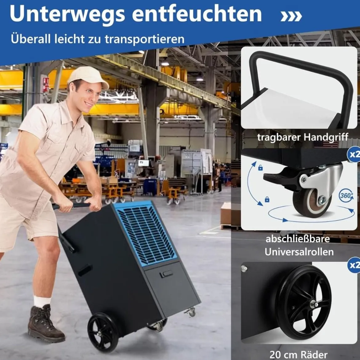 66 L/Tag Luftentfeuchter mit 24H Timer & Automatisches Abtauen Bautrockner