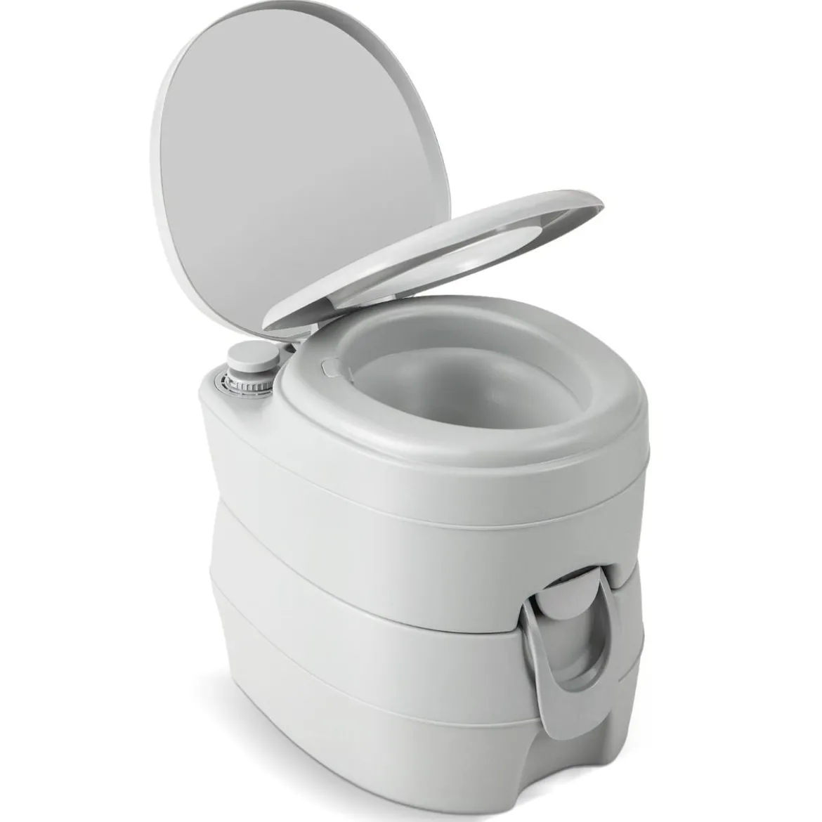 20L Tragbare Toilette mit Abnehmbarem Abfalltank & Auslaufsicherem Sitz & Spülpumpe Grau