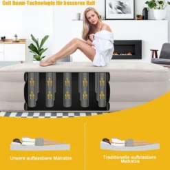 Luftbett Queen-size Luftmatratze elektrischer Pumpe Reisebett inkl. Tragetasche Beige