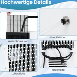 Luftentfeuchter Gewerblich 60 L/Tag Entfeuchter für 200 m² Raum Bautrockner mit Pumpe & Ablaufschlauch