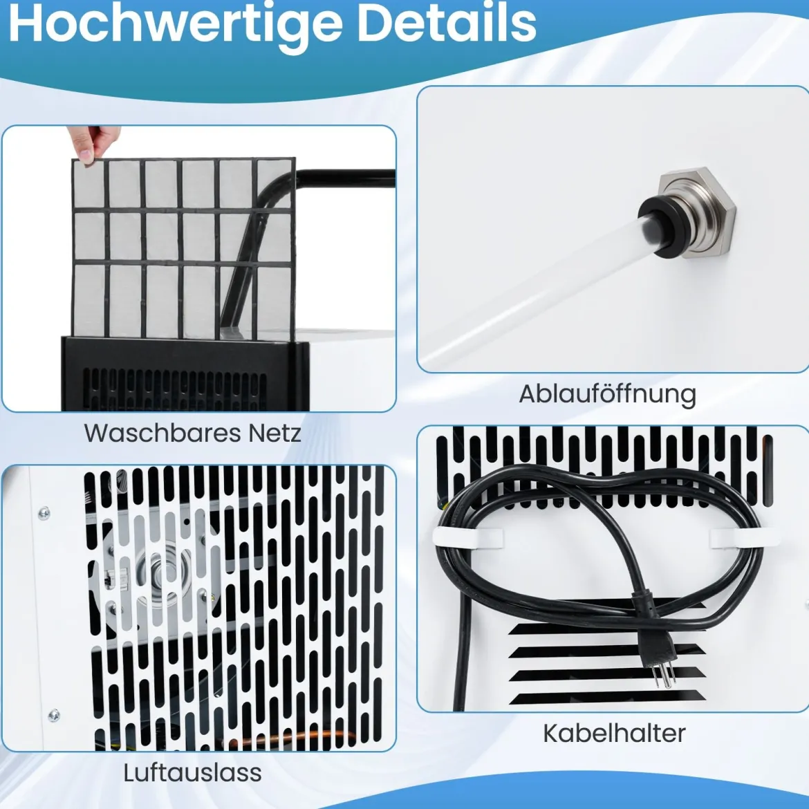 Luftentfeuchter Gewerblich 60 L/Tag Entfeuchter für 200 m² Raum Bautrockner mit Pumpe & Ablaufschlauch