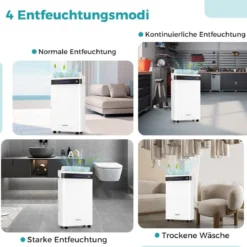Luftentfeuchter 28,5L in 24h Raumgröße ca. 35m² mit 4 Modi & 3-farbiger Anzeige Weiß