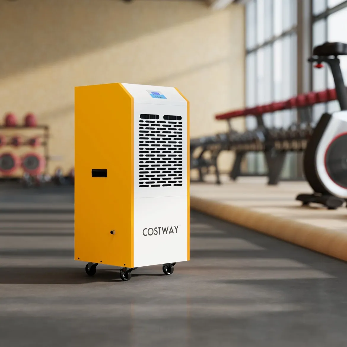 Luftentfeuchter 90L/Tag Bautrockner Kommerziell mit Pumpe Ablaufschlauch 4 Rädern 24H Timer