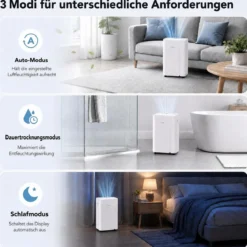 Luftentfeuchter 20L/Tag mit Rollen & 3 Entfeuchtungsmodi Tragbarer Lufttrockner mit Ablaufschlauch