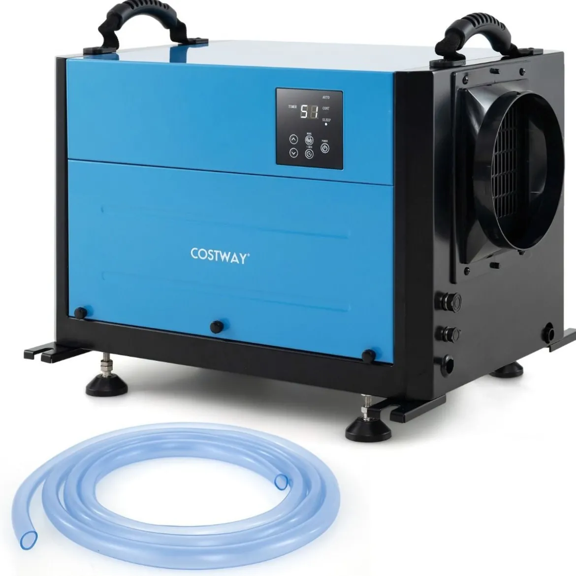 Luftentfeuchter mit 3 Modi & 24H Timer Bautrockner hängend & freistehend 2 in 1 20-58 L/Tag Blau/Weiß