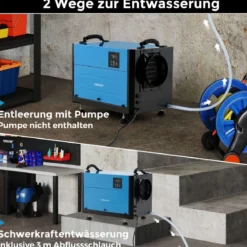 Luftentfeuchter mit 3 Modi & 24H Timer Bautrockner hängend & freistehend 2 in 1 20-58 L/Tag Blau/Weiß