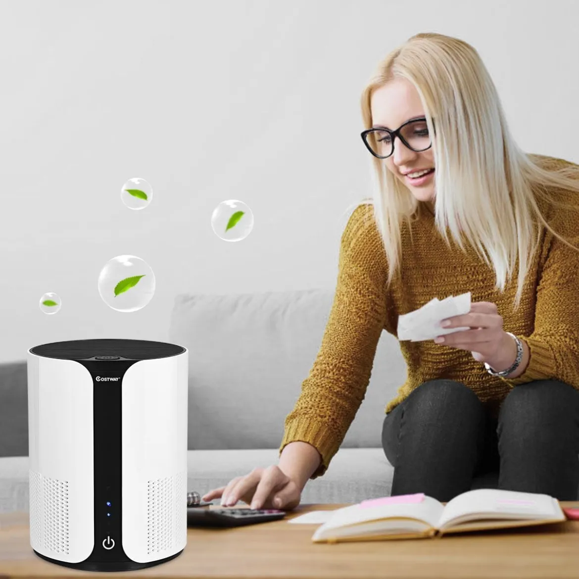 Luftreiniger Air Purifier Desktop-Luftfilter mit 3 Geschwindigkeiten 21 x 21 x 28 cm