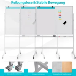 Magnetisches doppelseitiges Whiteboard mit Rädern für das Klassenzimmer im Büro und zu Hause