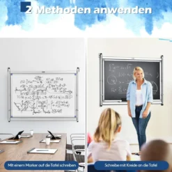 Magnetische Tafel doppelseitiges Whiteboard wandmontierte weiße Tafel mit Aluminiumrahmen Weiß