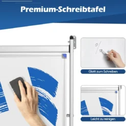 Magnetische Tafel doppelseitiges Whiteboard wandmontierte weiße Tafel mit Aluminiumrahmen Weiß