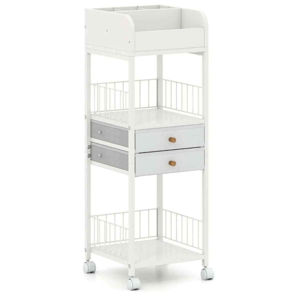 Makeup Aufbewahrungswagen mit Schubladen & Rädern & Ablageflächen Kosmetik Organizer