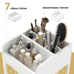 Makeup Aufbewahrungswagen mit Schubladen & Rädern & Ablageflächen Kosmetik Organizer