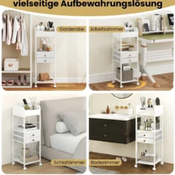 Makeup Aufbewahrungswagen mit Schubladen & Rädern & Ablageflächen Kosmetik Organizer