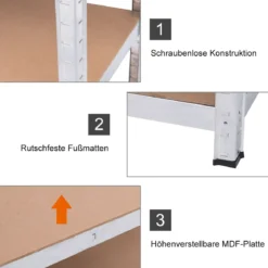 2 Mal 5-stöckiges Metallregal Schwerlast-Lagerregal 90 x 40 x 180 cm