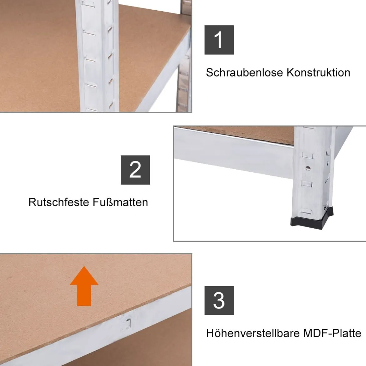 2 Mal 5-stöckiges Metallregal Schwerlast-Lagerregal 90 x 40 x 180 cm