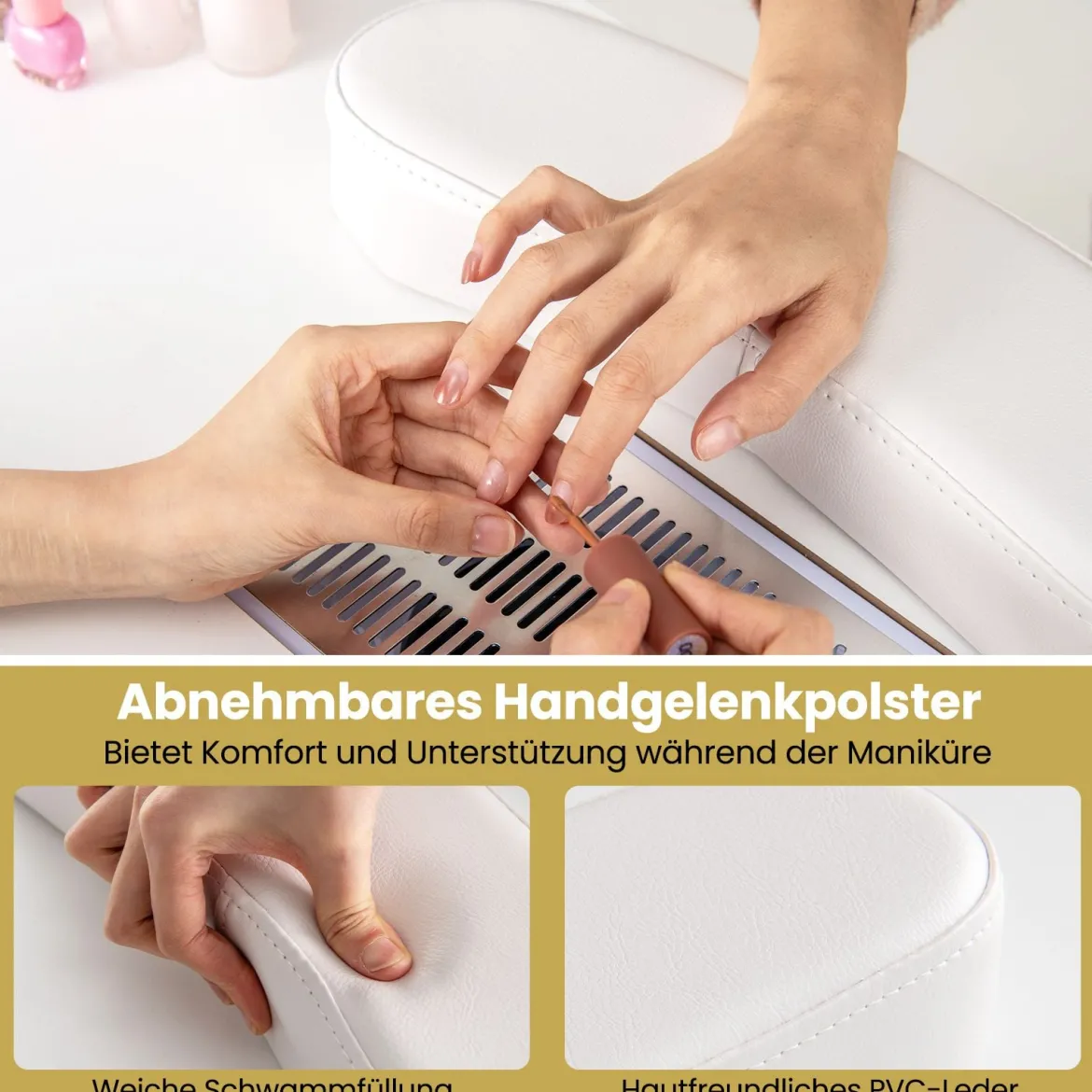 Maniküretisch mit Elektrischer Staubabsaugung & Handgelenkstütze & Schubladen Nageltisch Weiß