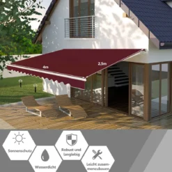 Markise mit Kurbel Balkonmarkise Sonnenschutz Gelenkarmmarkise 400 x 250 cm
