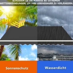 Markise mit Kurbel Balkonmarkise Sonnenschutz Gelenkarmmarkise 400 x 250 cm