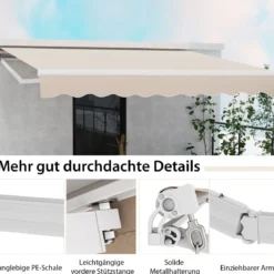 Markise mit Kurbel Balkonmarkise Sonnenschutz Gelenkarmmarkise 400 x 250 cm