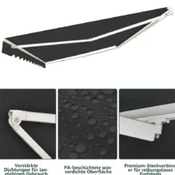 Markise mit Kurbel Balkonmarkise Sonnenschutz Gelenkarmmarkise 400 x 250 cm