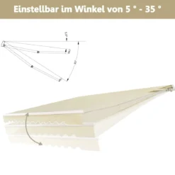 Markise mit kurbel Einziehbare Markise Aluminium Terrassen Sonnenschutz 3 x 2,5 m Beige Grün Grau Weinrot
