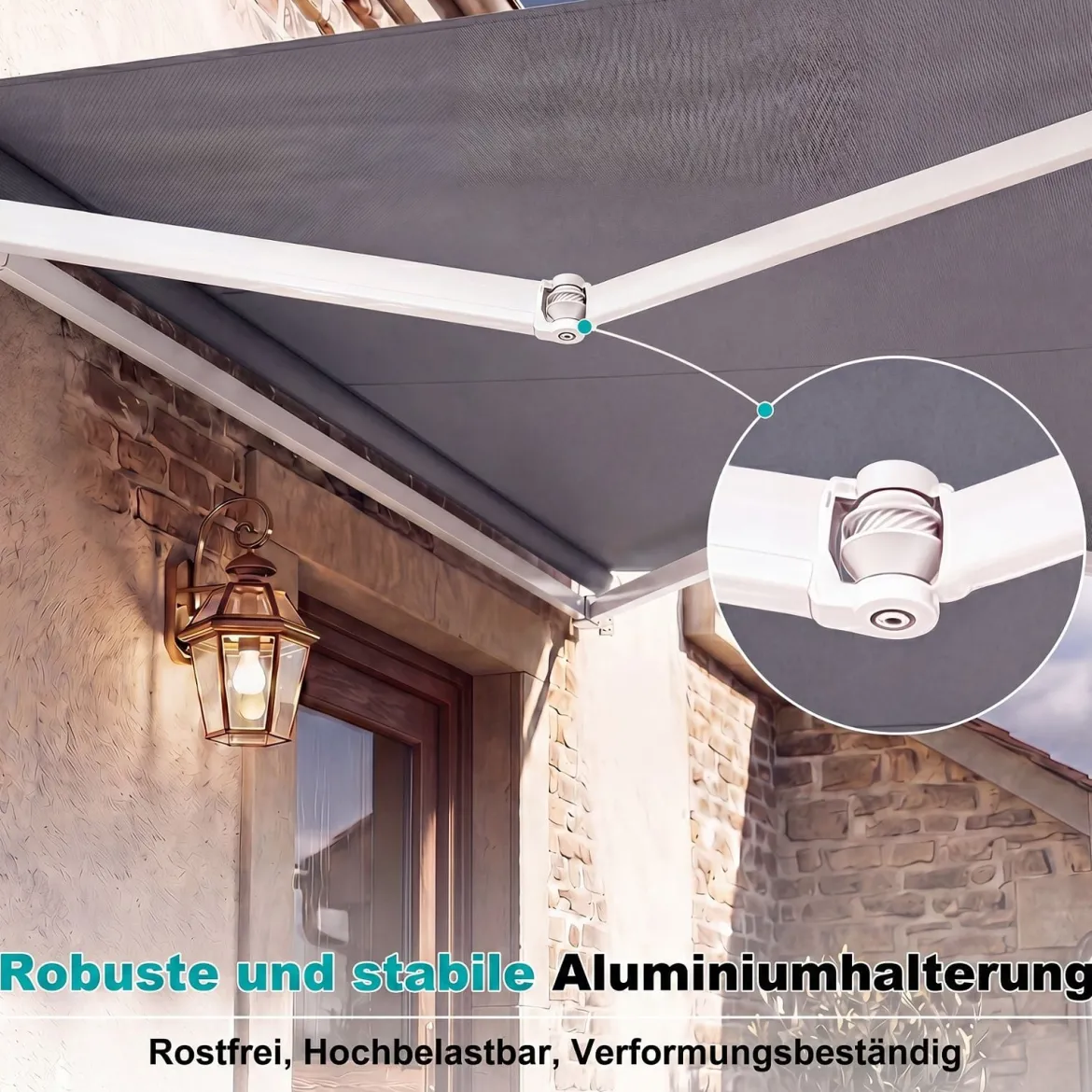 Markise mit kurbel Einziehbare Markise Aluminium Terrassen Sonnenschutz 3 x 2,5 m Beige Grün Grau Weinrot