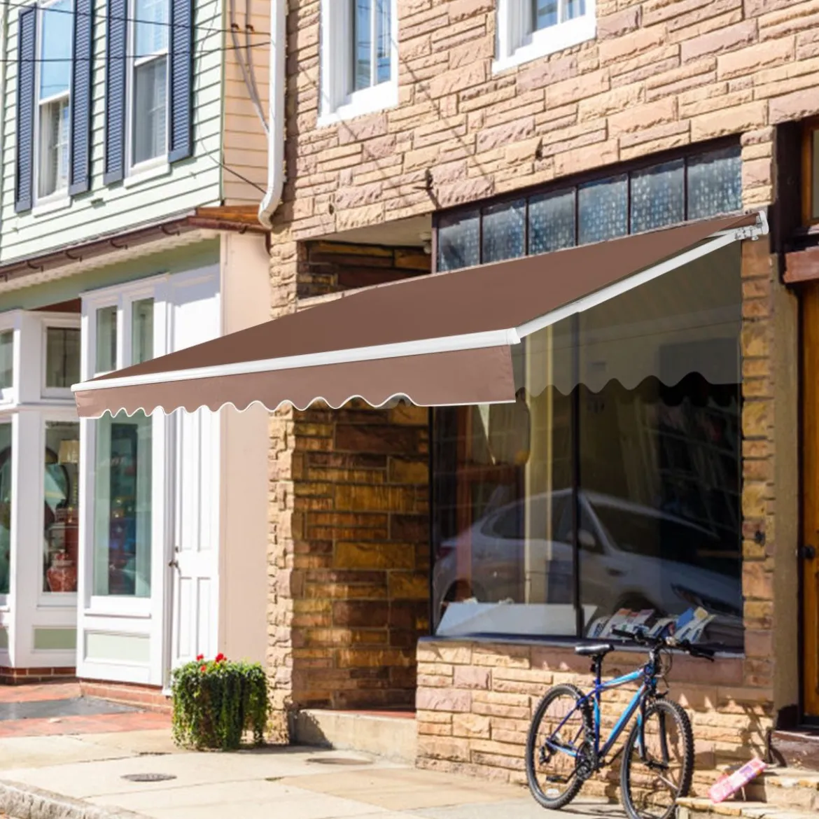 Markise mit kurbel Einziehbare Markise Aluminium Terrassen Sonnenschutz 3 x 2,5 m Beige Grün Grau Weinrot