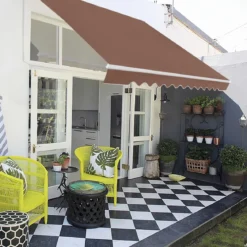 Markise mit kurbel Einziehbare Markise Aluminium Terrassen Sonnenschutz 3 x 2,5 m Beige Grün Grau Weinrot