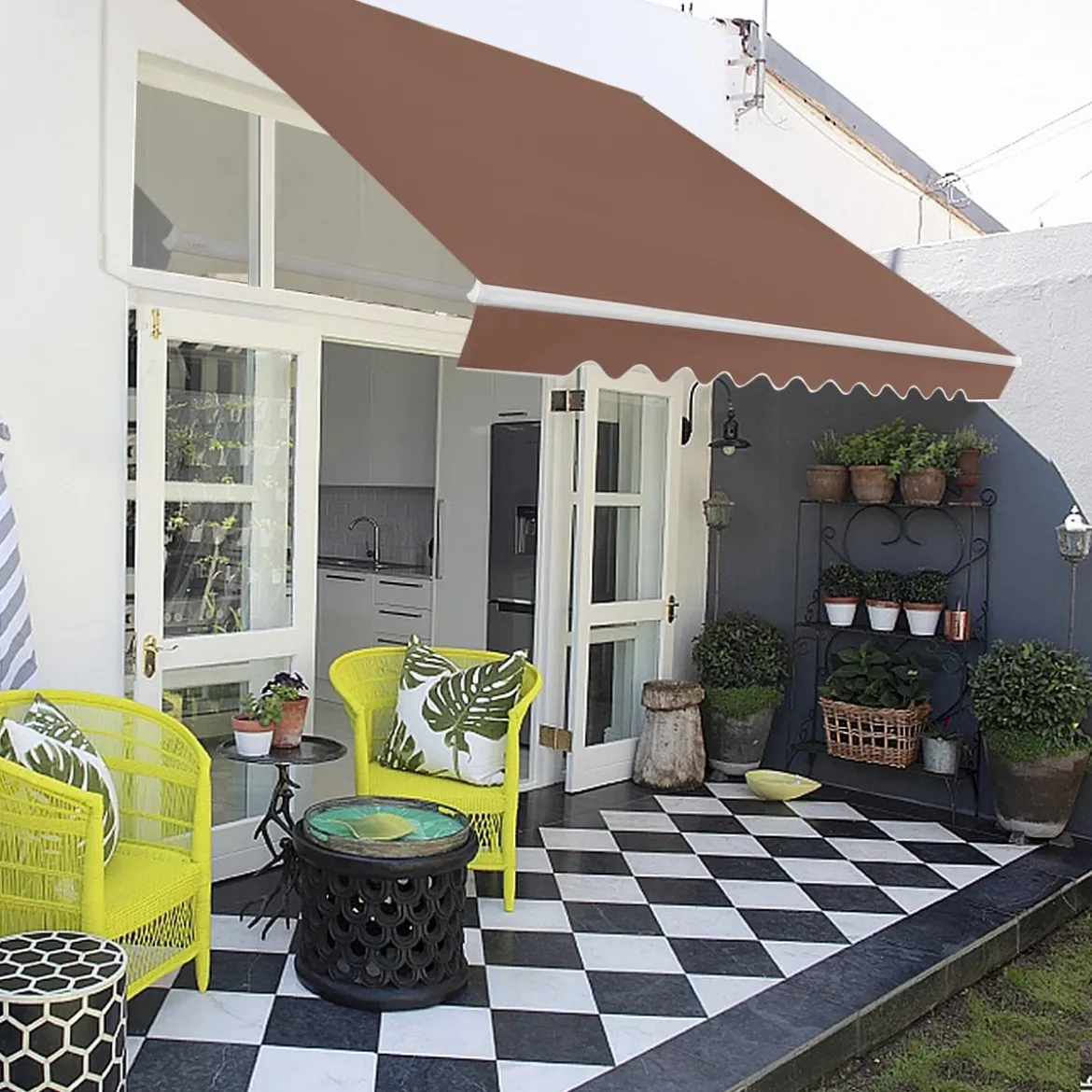 Markise mit kurbel Einziehbare Markise Aluminium Terrassen Sonnenschutz 3 x 2,5 m Beige Grün Grau Weinrot