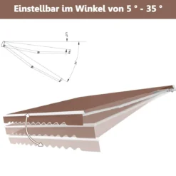 Markise mit kurbel Einziehbare Markise Aluminium Terrassen Sonnenschutz 3 x 2,5 m Beige Grün Grau Weinrot