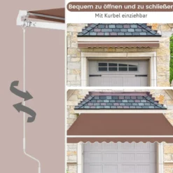 Markise mit kurbel Einziehbare Markise Aluminium Terrassen Sonnenschutz 3 x 2,5 m Beige Grün Grau Weinrot