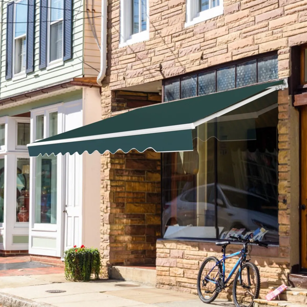 Markise mit kurbel Einziehbare Markise Aluminium Terrassen Sonnenschutz 3 x 2,5 m Beige Grün Grau Weinrot